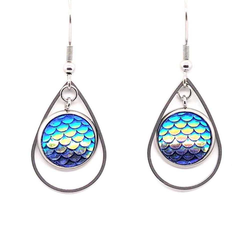 Blue Mermaid Teardrop Earrings